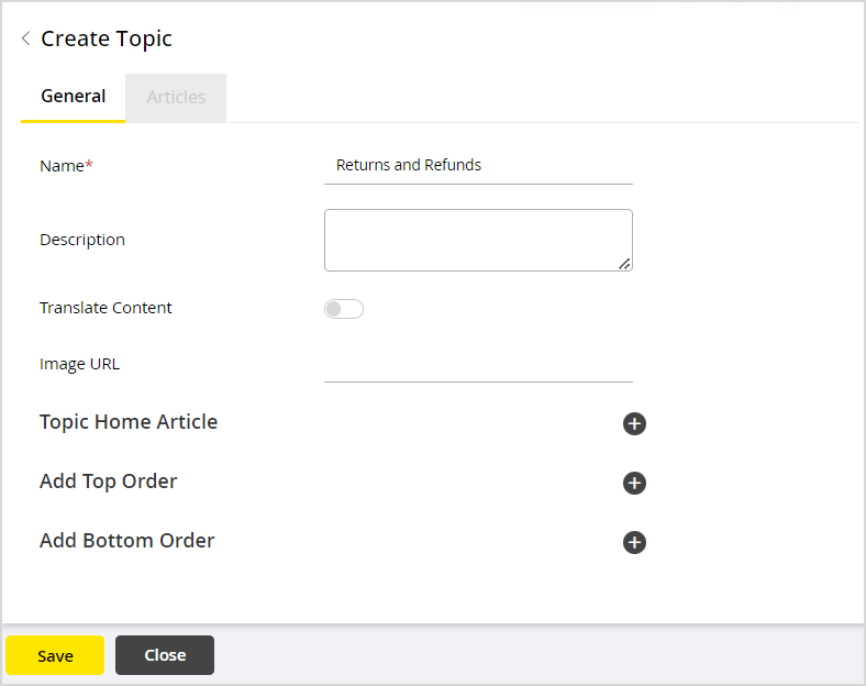 Create topic Create topic