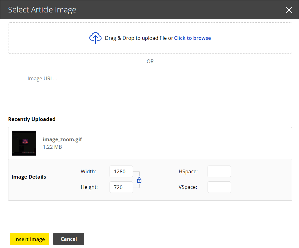 Insert the image to the article image