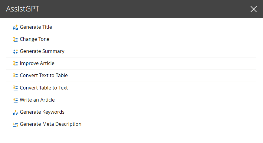 Prompt list Prompt list