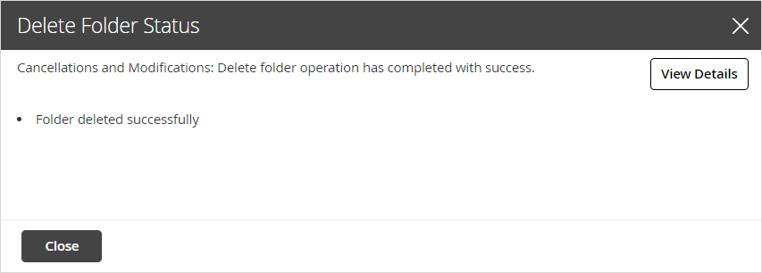 Status for folder deletion