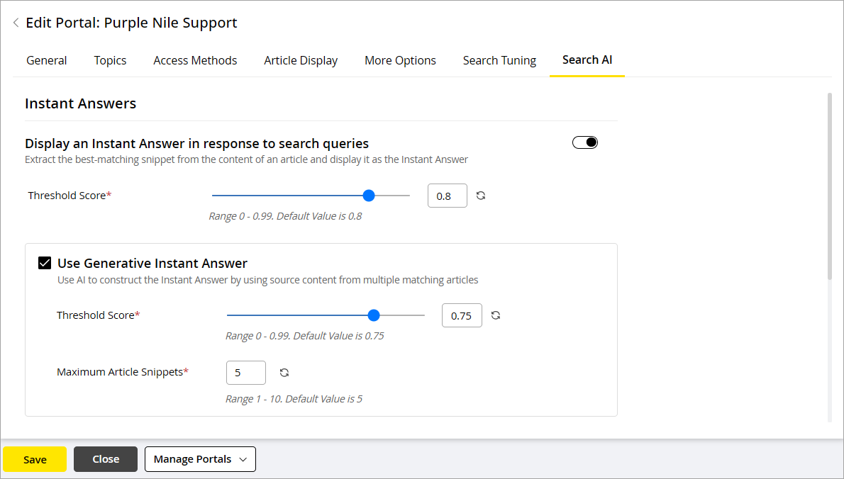 Configure AI Settings for the Portal Configure AI Settings for the Portal