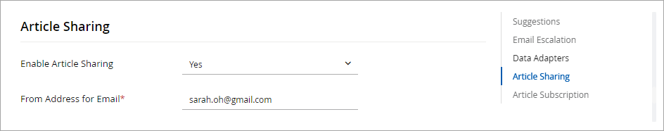 Provide the email details for article sharing