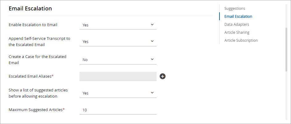 Configure the escalation option Configure the escalation option