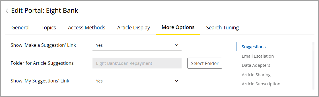 Configure the Suggestions option Configure the Suggestions option