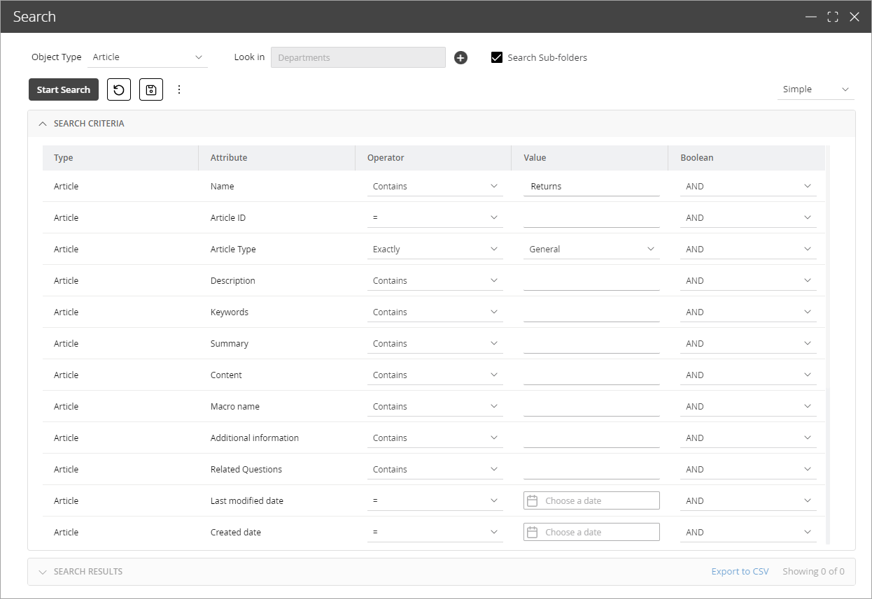 Create a new search Create a new search