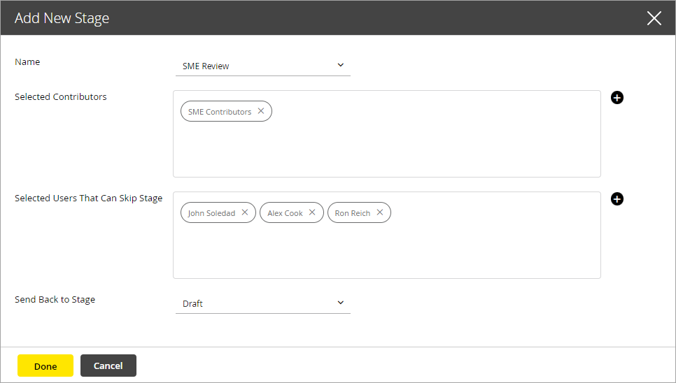 Set the stages for the workflow