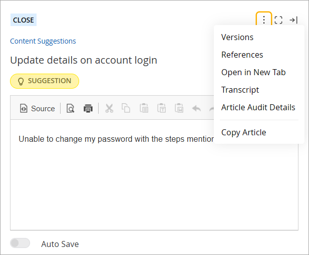Create a new article from the suggestion