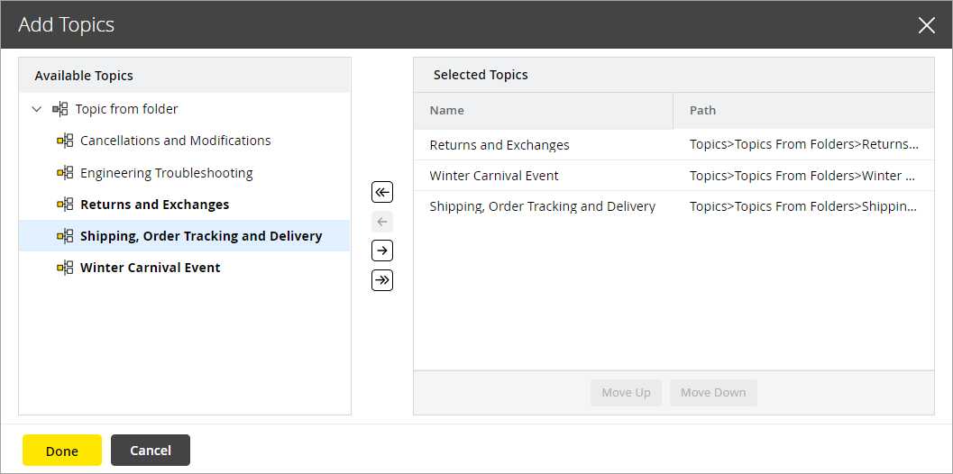 Select Topics Add topics